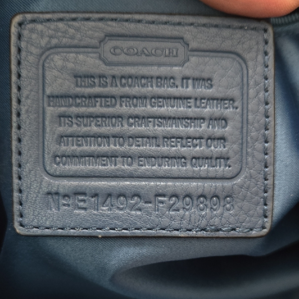 Coach Dark Blue Leather Tote - Picture 9 of 10